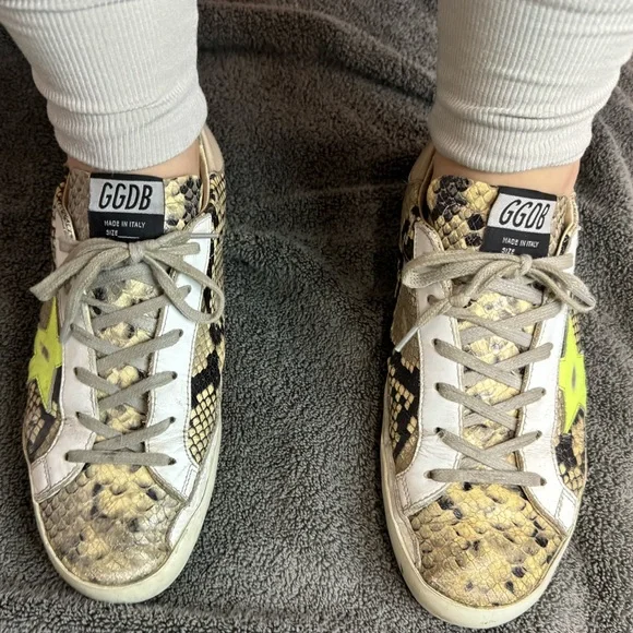 Golden Goose Superstar Sneakers Size 10 Snake Embossed - Picture 6 of 15